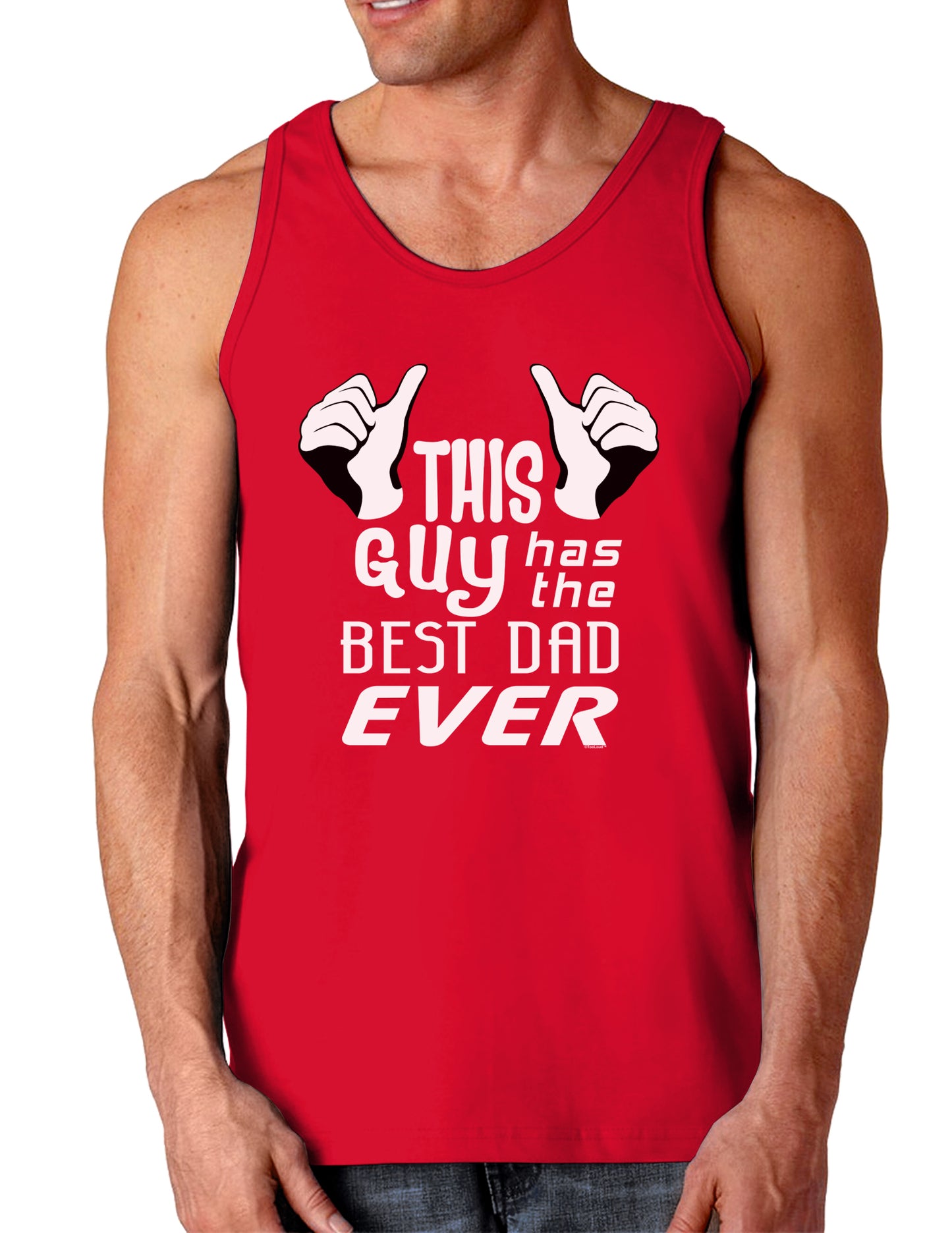 This Guy Has The Best Dad Ever Dark Loose Tank Top-Mens Loose Tank Top-TooLoud-Red-Small-Davson Sales