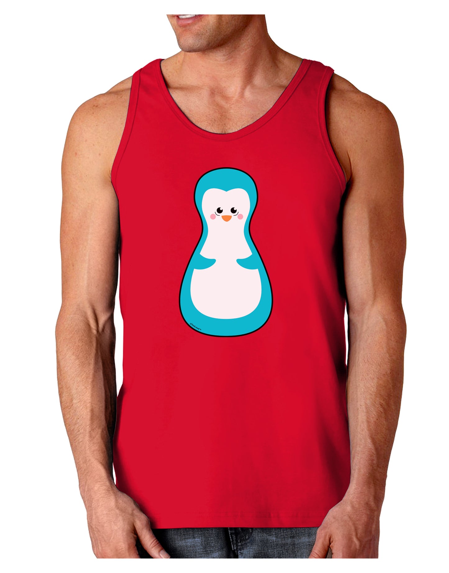 Cute Penguin Matryoshka Nesting Doll - Christmas Dark Loose Tank Top-Mens Loose Tank Top-TooLoud-Red-Small-Davson Sales
