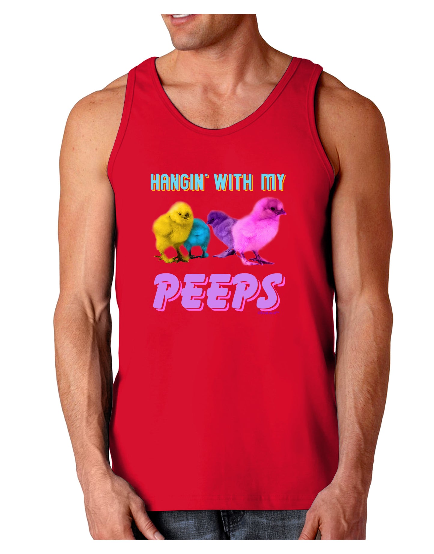 Hangin With My Peeps Dark Loose Tank Top-Mens Loose Tank Top-TooLoud-Red-Small-Davson Sales