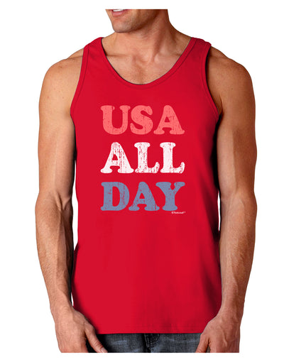 USA All Day - Distressed Patriotic Design Dark Loose Tank Top by TooLoud-Mens Loose Tank Top-TooLoud-Red-Small-Davson Sales