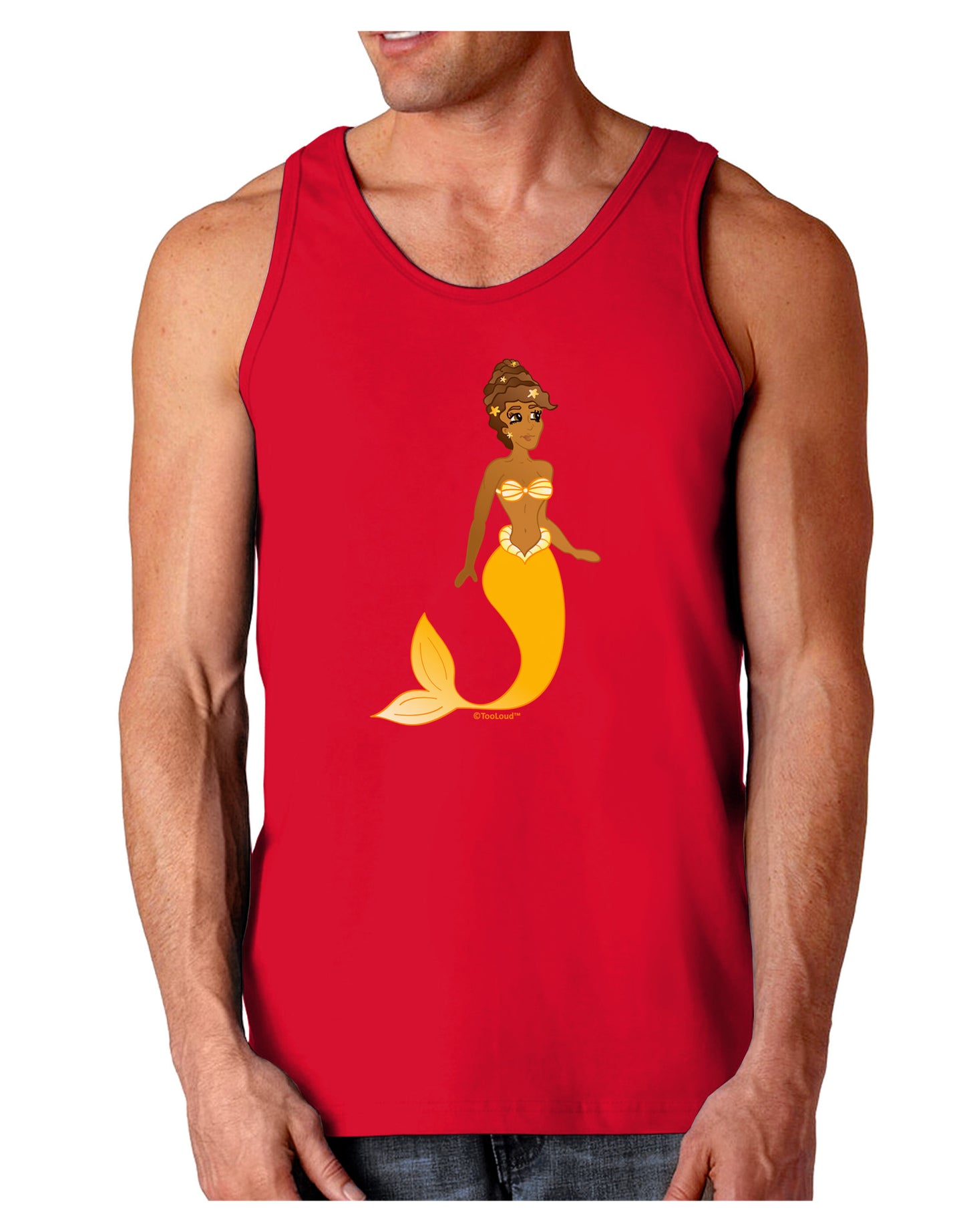 Mermaid Design - Yellow Dark Loose Tank Top-Mens Loose Tank Top-TooLoud-Red-Small-Davson Sales