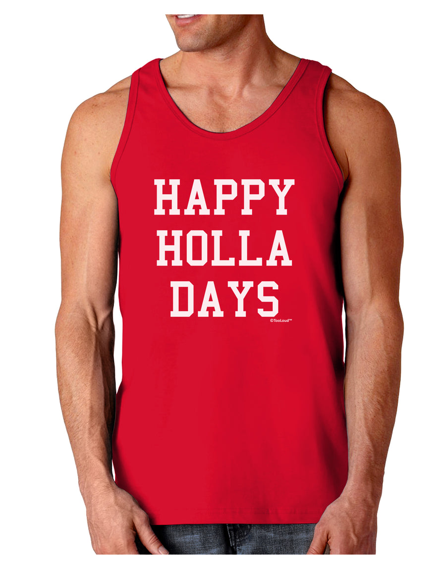 Happy Holla Days Text Dark Loose Tank Top by TooLoud-Mens Loose Tank Top-TooLoud-Black-Small-Davson Sales