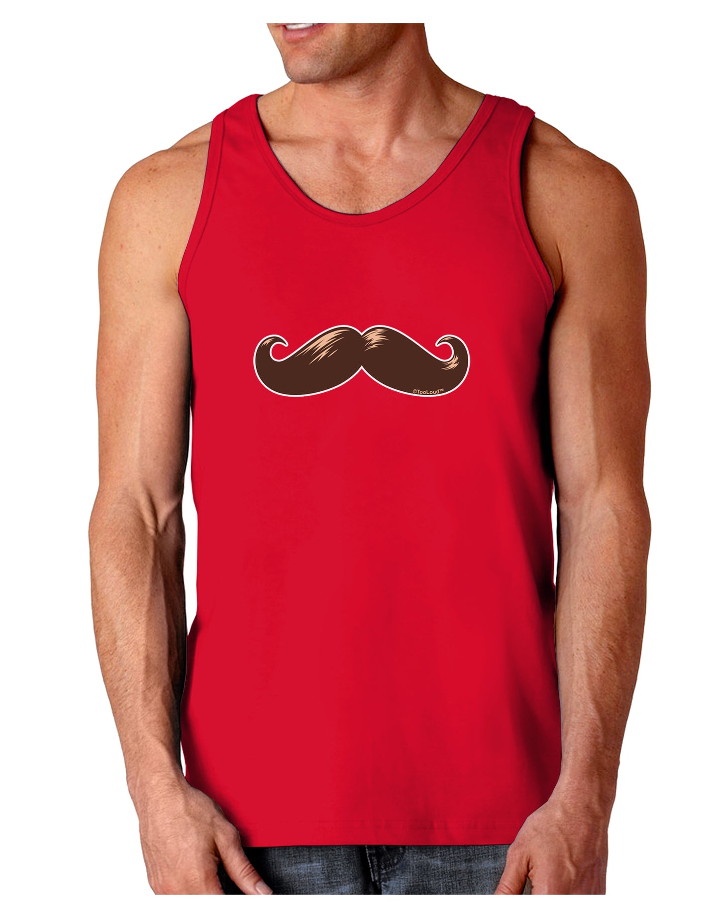Big Brown Mustache Dark Loose Tank Top-Mens Loose Tank Top-TooLoud-Red-Small-Davson Sales