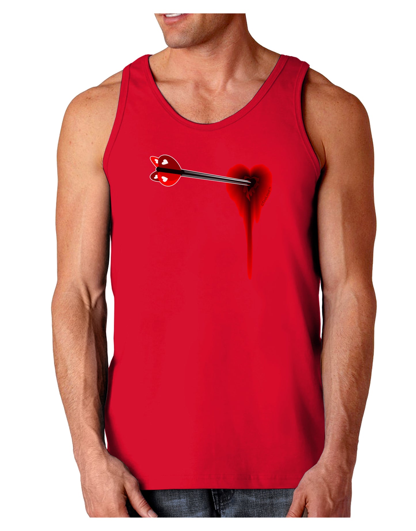 Cupid's Arrow Heart Shot Wound Dark Loose Tank Top-Mens Loose Tank Top-TooLoud-Red-Small-Davson Sales