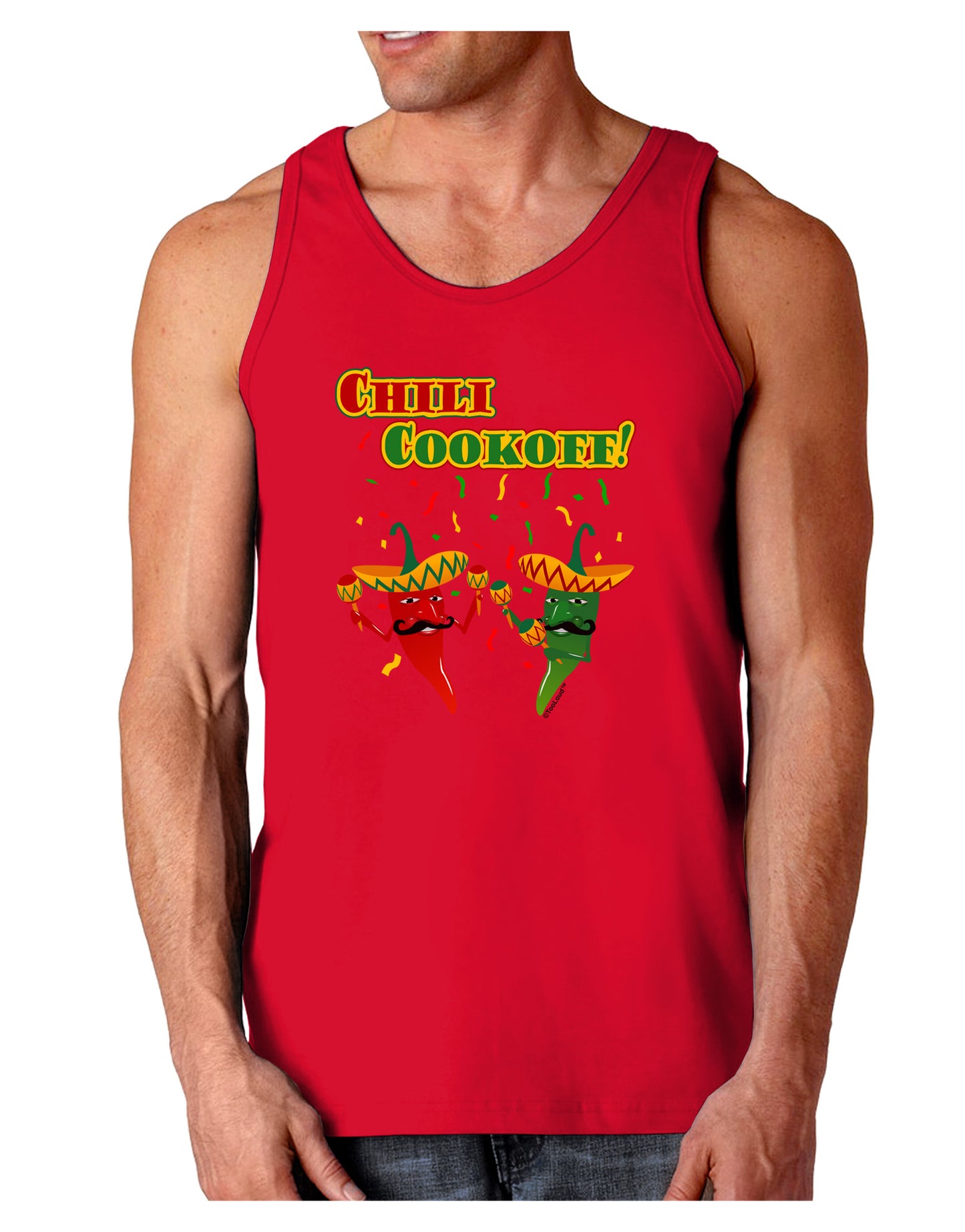 Chili Cookoff! Chile Peppers Dark Loose Tank Top-Mens Loose Tank Top-TooLoud-Red-Small-Davson Sales