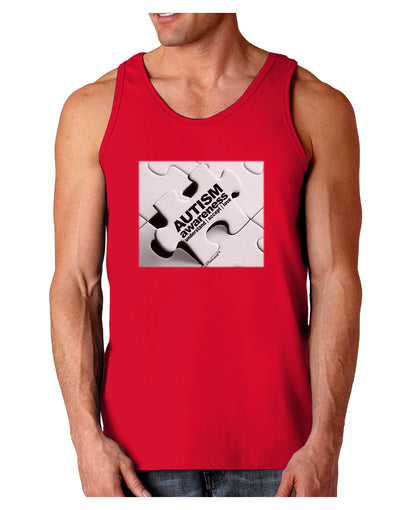 Autism Awareness - Puzzle Black & White Dark Loose Tank Top-Mens Loose Tank Top-TooLoud-Red-Small-Davson Sales