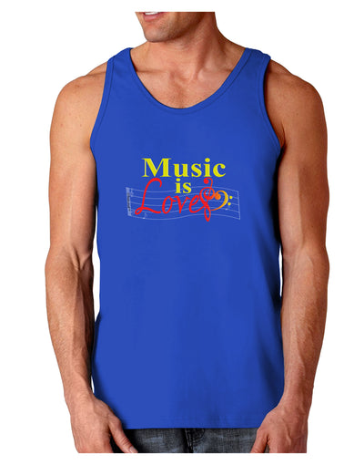 Music Is Love Dark Loose Tank Top-Mens Loose Tank Top-TooLoud-Royal Blue-Small-Davson Sales