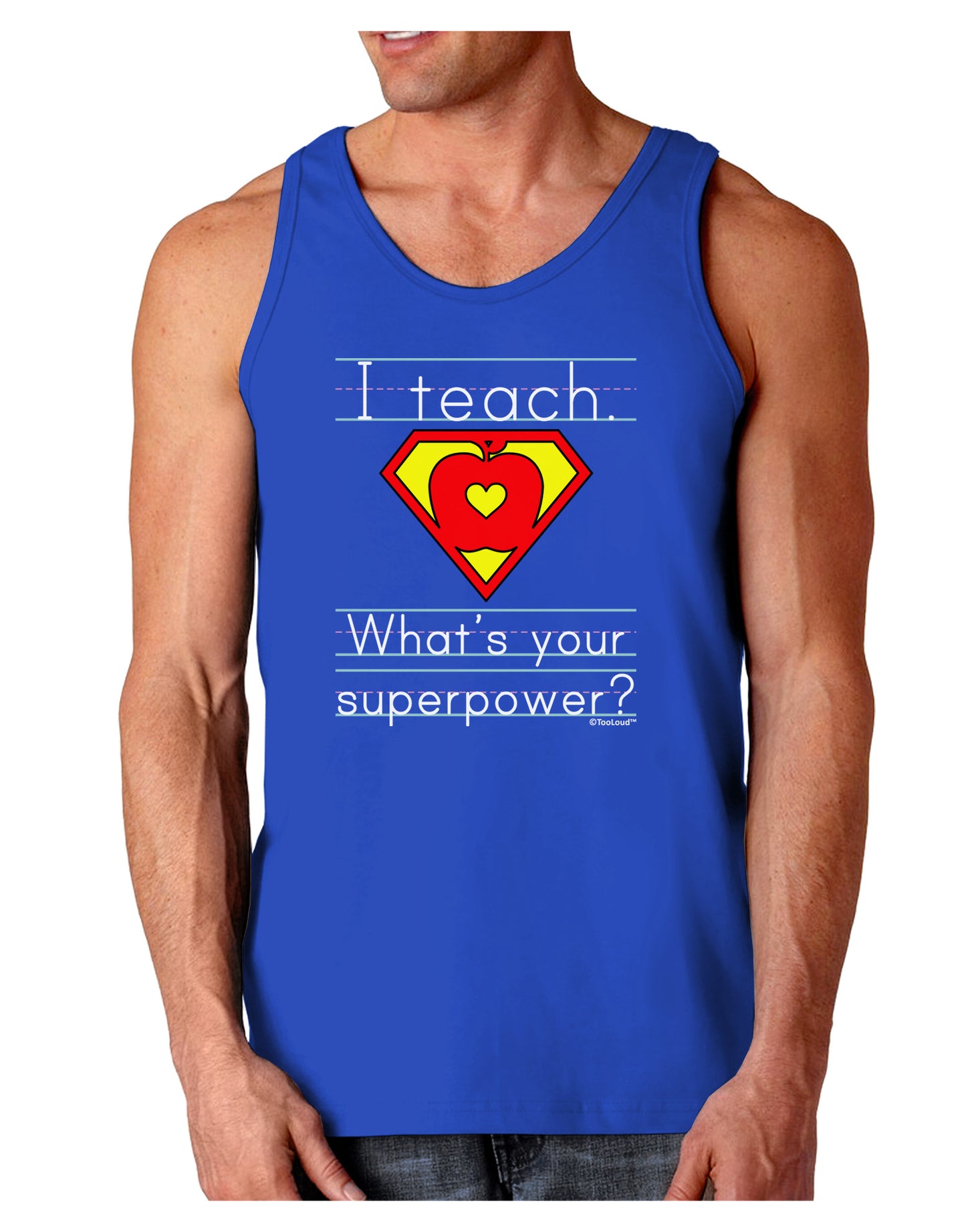 I Teach - What's Your Superpower Dark Loose Tank Top-Mens Loose Tank Top-TooLoud-Royal Blue-Small-Davson Sales