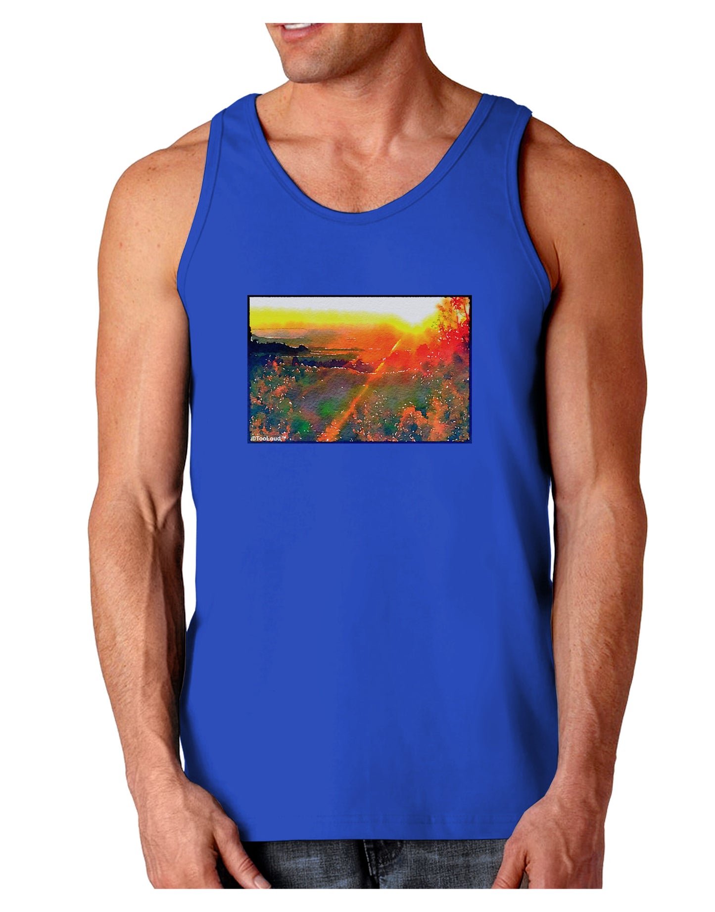 Colorado Sunset Watercolor Dark Loose Tank Top-Mens Loose Tank Top-TooLoud-Royal Blue-Small-Davson Sales