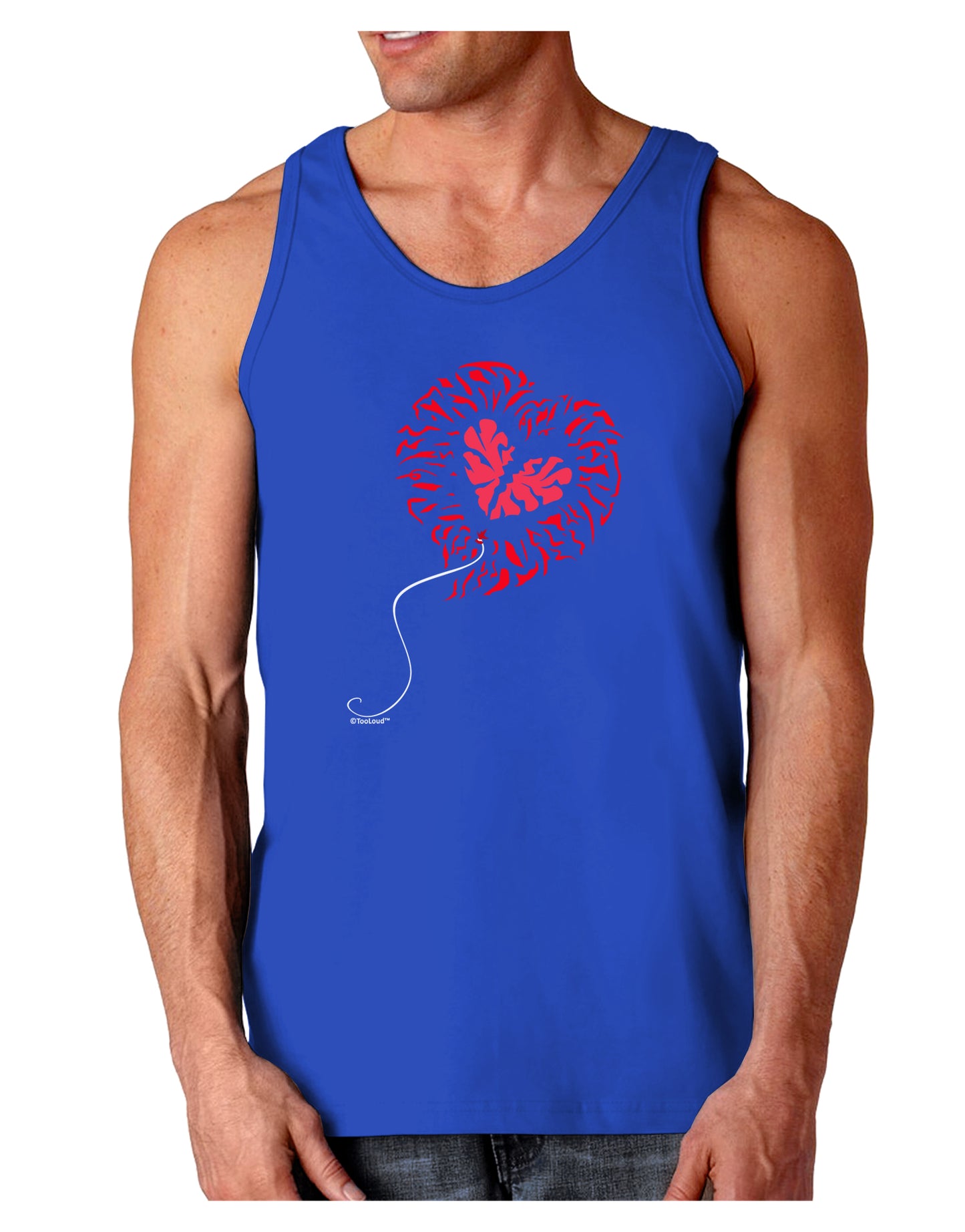 Broken Heart Popped Red Heart Balloon Dark Loose Tank Top-Mens Loose Tank Top-TooLoud-Royal Blue-Small-Davson Sales