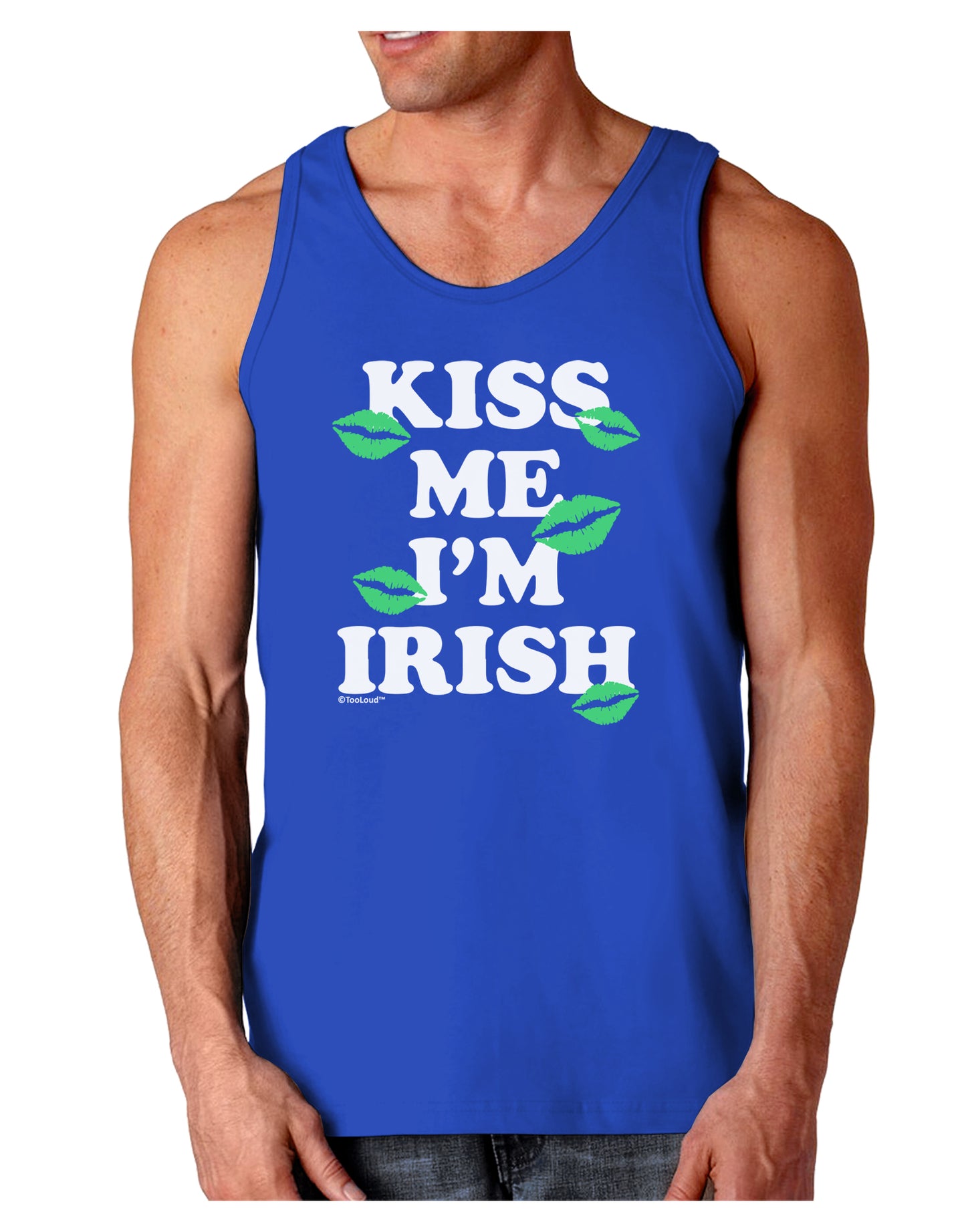 Kiss Me I'm Irish - Green Kisses Dark Loose Tank Top by TooLoud-Mens Loose Tank Top-TooLoud-Royal Blue-Small-Davson Sales
