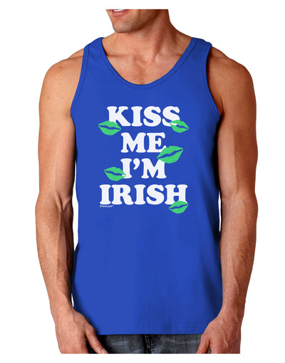 Kiss Me I'm Irish - Green Kisses Dark Loose Tank Top by TooLoud-Mens Loose Tank Top-TooLoud-Royal Blue-Small-Davson Sales