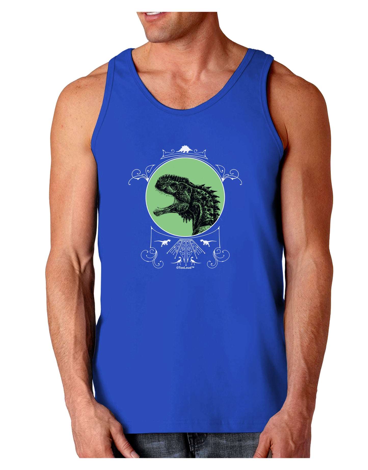 Jurassic Dinosaur Face Dark Loose Tank Top by TooLoud-Mens Loose Tank Top-TooLoud-Royal Blue-Small-Davson Sales