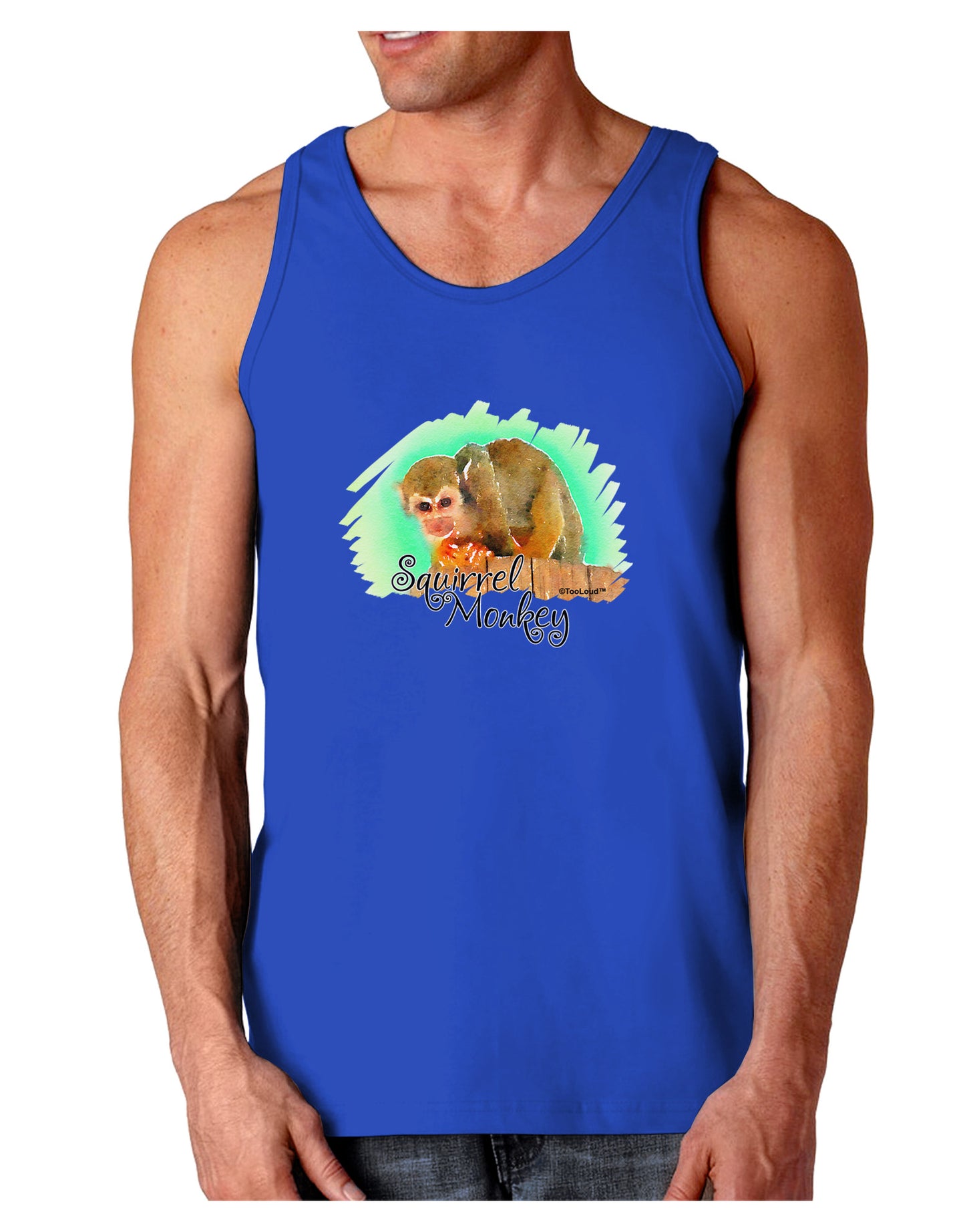Squirrel Monkey Watercolor Text Dark Loose Tank Top-Mens Loose Tank Top-TooLoud-Royal Blue-Small-Davson Sales