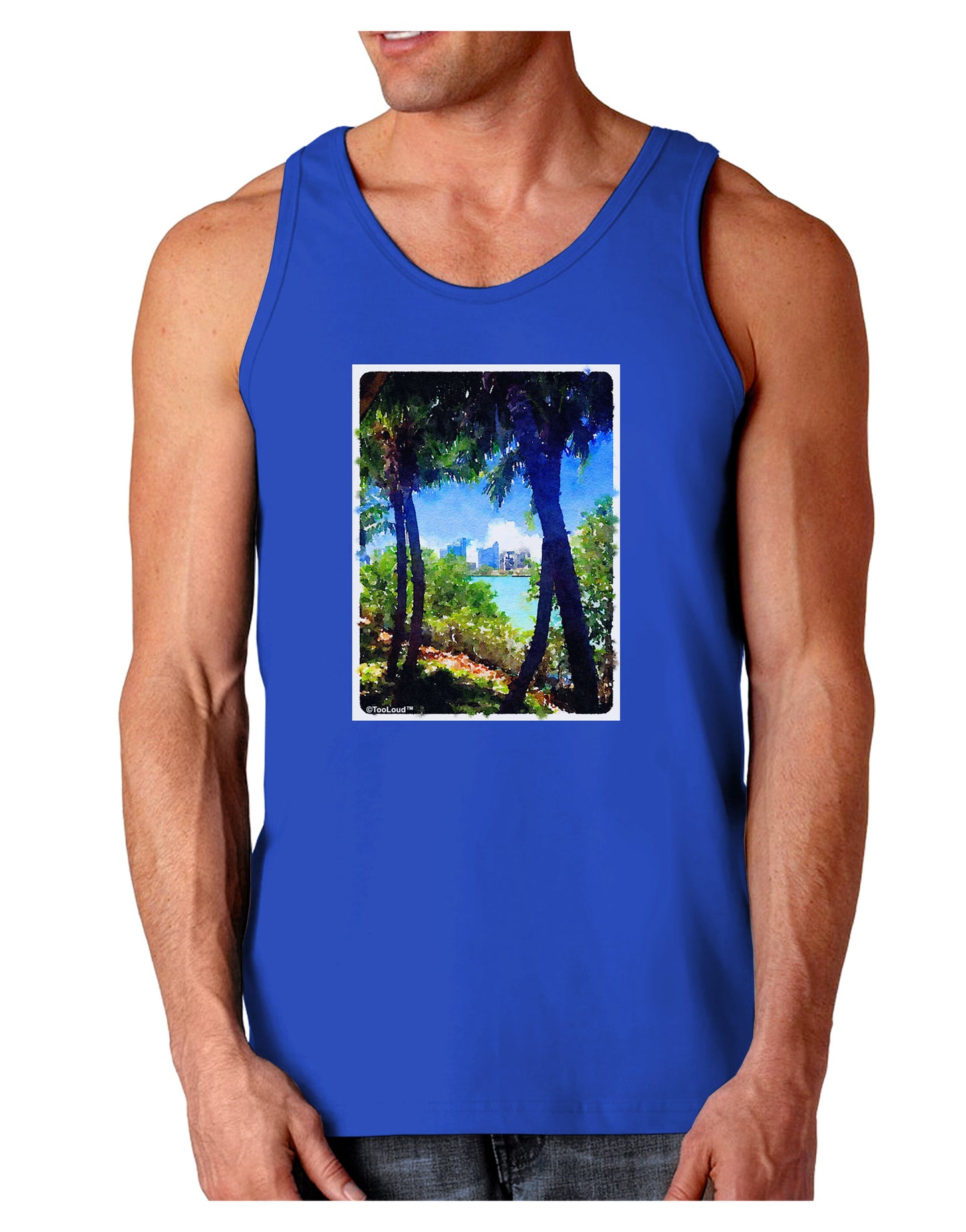 TooLoud Tropical Skyline Dark Loose Tank Top-Mens Loose Tank Top-TooLoud-Royal Blue-Small-Davson Sales