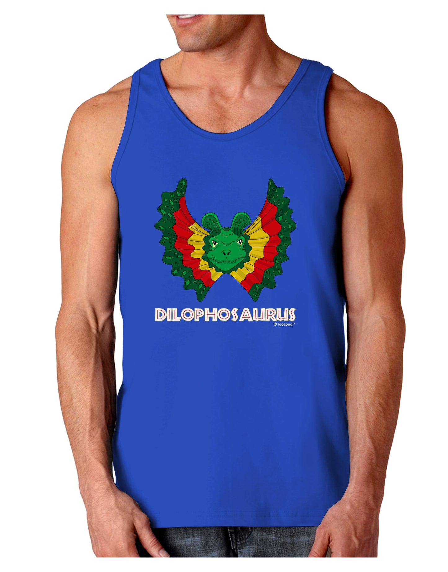 Dilophosaurus Design - Color - Text Dark Loose Tank Top by TooLoud-Mens Loose Tank Top-TooLoud-Royal Blue-Small-Davson Sales