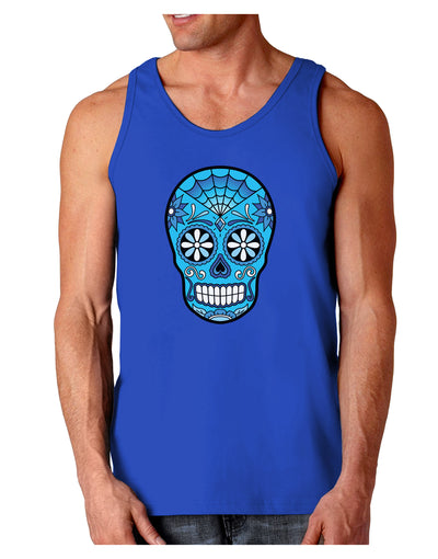 Version 3 Blue Day of the Dead Calavera Dark Loose Tank Top-Mens Loose Tank Top-TooLoud-Royal Blue-Small-Davson Sales