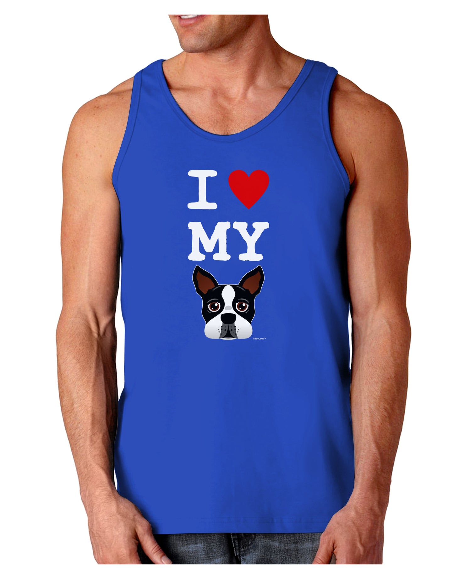 I Heart My Boston Terrier Dark Loose Tank Top-Mens Loose Tank Top-TooLoud-Royal Blue-Small-Davson Sales
