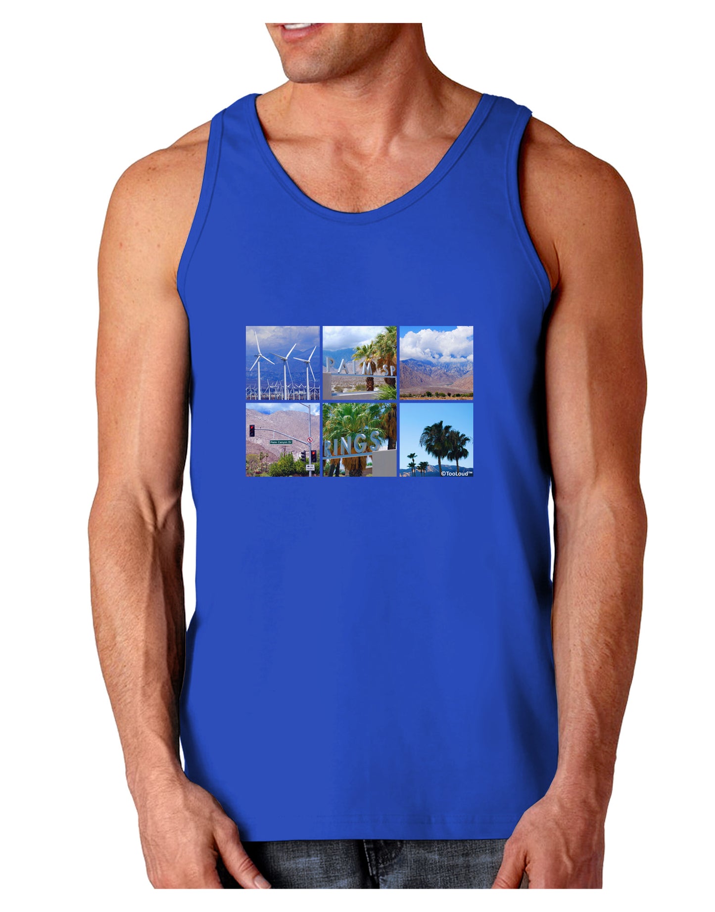 Palm Springs Square Collage Dark Loose Tank Top-Mens Loose Tank Top-TooLoud-Royal Blue-Small-Davson Sales