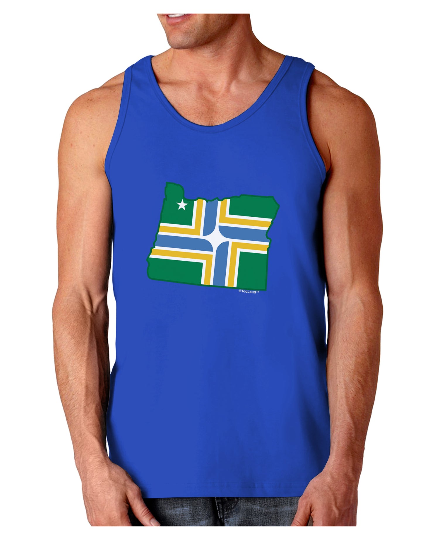 Portland Oregon Flag Dark Loose Tank Top-Mens Loose Tank Top-TooLoud-Royal Blue-Small-Davson Sales