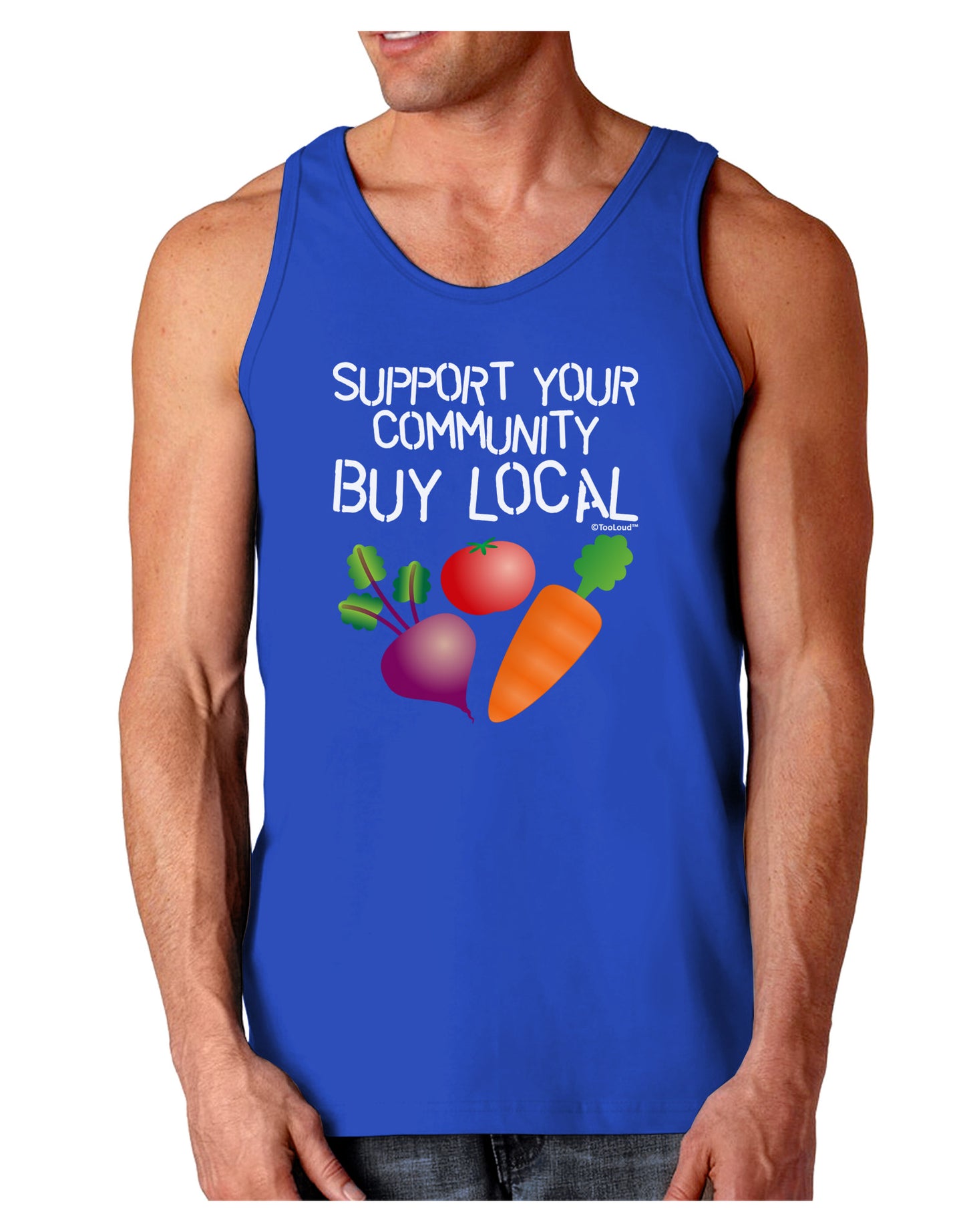 Support Your Community - Buy Local Dark Loose Tank Top-Mens Loose Tank Top-TooLoud-Royal Blue-Small-Davson Sales