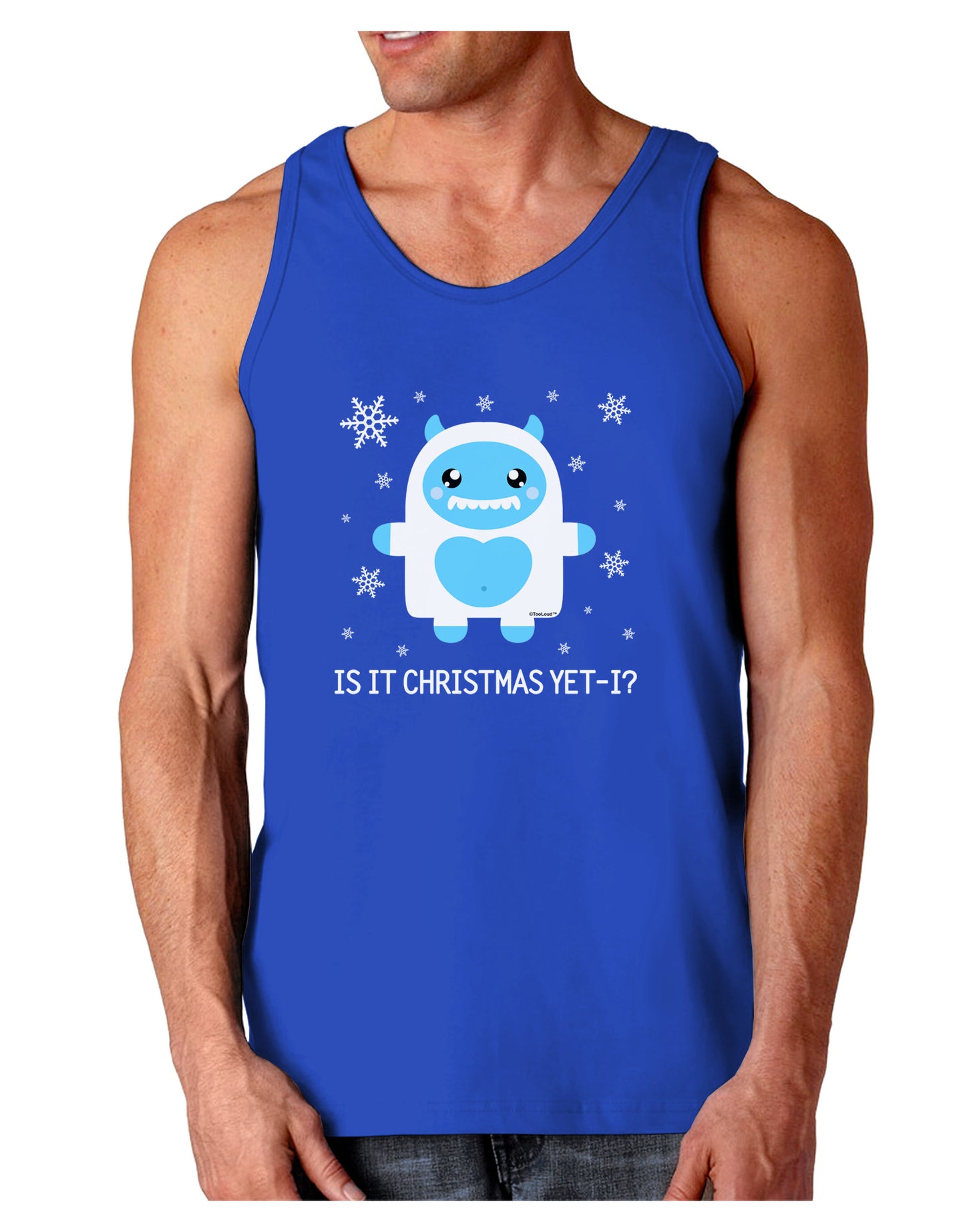 Is It Christmas Yet - Yeti Abominable Snowman Dark Loose Tank Top-Mens Loose Tank Top-TooLoud-Royal Blue-Small-Davson Sales