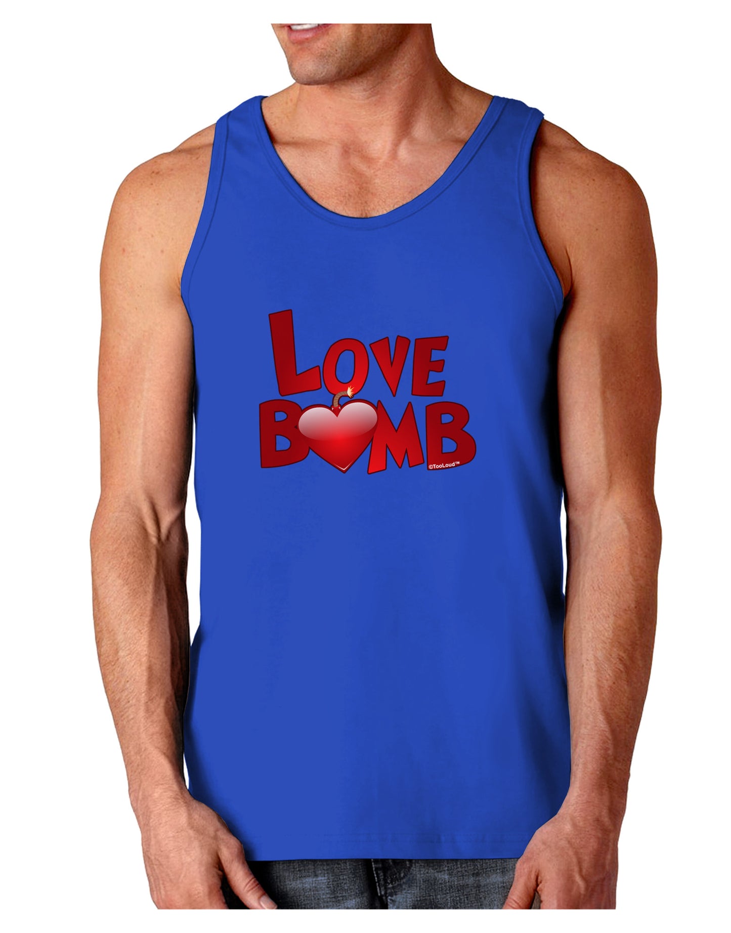 Love Bomb Text Dark Loose Tank Top-Mens Loose Tank Top-TooLoud-Royal Blue-Small-Davson Sales