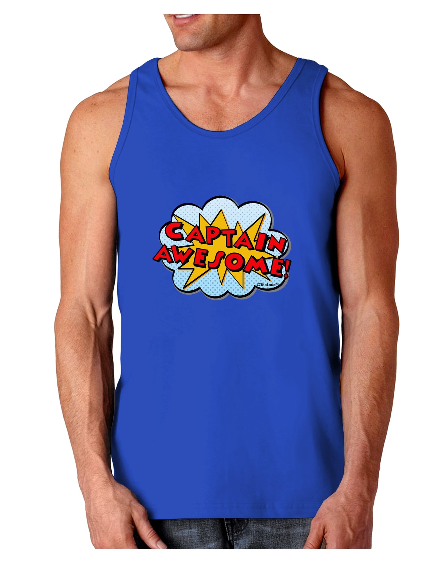 Captain Awesome - Superhero Style Dark Loose Tank Top by TooLoud-Mens Loose Tank Top-TooLoud-Royal Blue-Small-Davson Sales