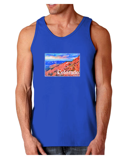 Colorado Mtn Sunset Soaked WaterColor Dark Loose Tank Top-Mens Loose Tank Top-TooLoud-Royal Blue-Small-Davson Sales