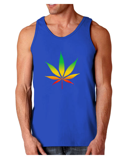 Marijuana Leaf Rastafarian Colors Dark Loose Tank Top-Mens Loose Tank Top-TooLoud-Royal Blue-Small-Davson Sales