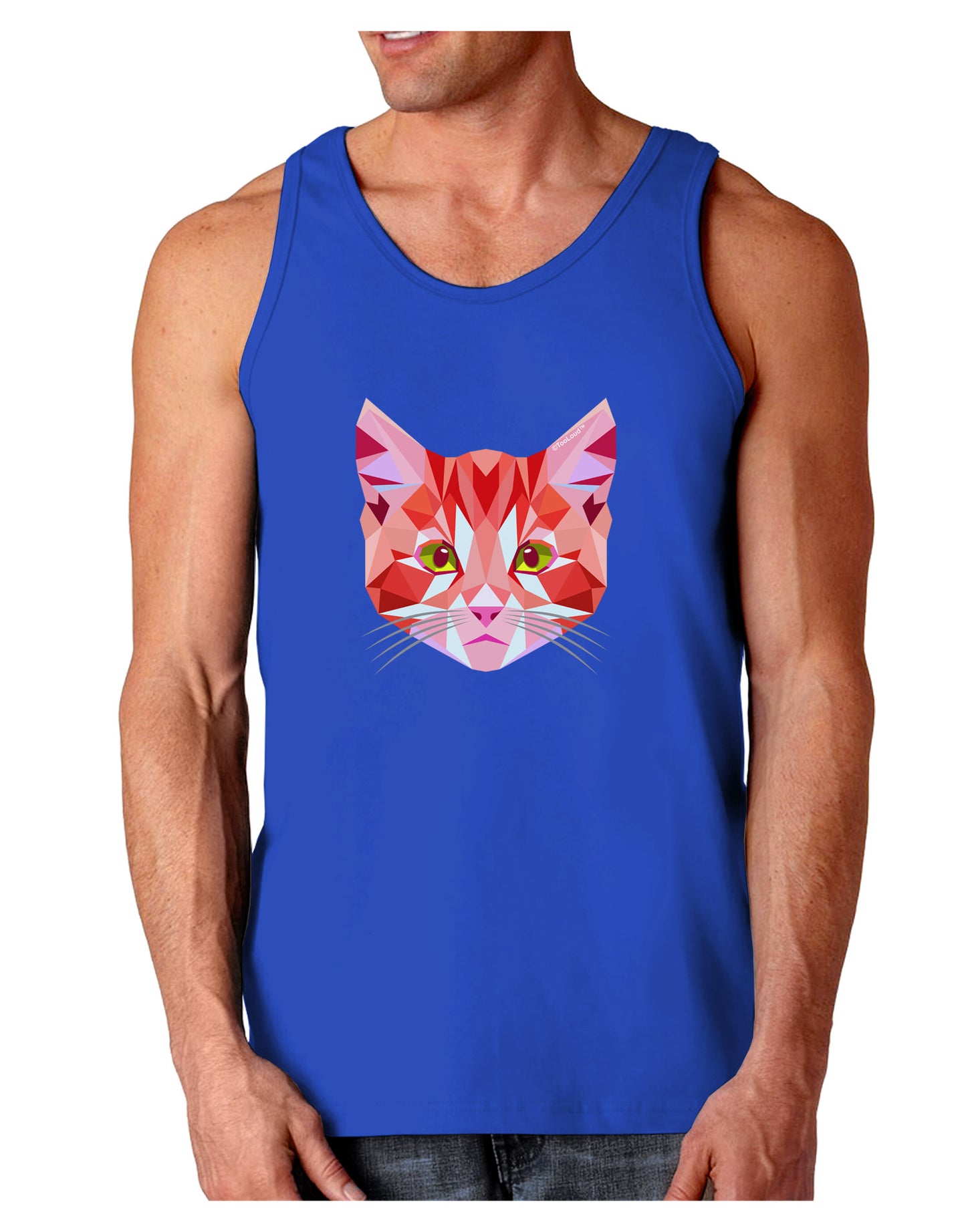 Geometric Kitty Red Dark Loose Tank Top-Mens Loose Tank Top-TooLoud-Royal Blue-Small-Davson Sales