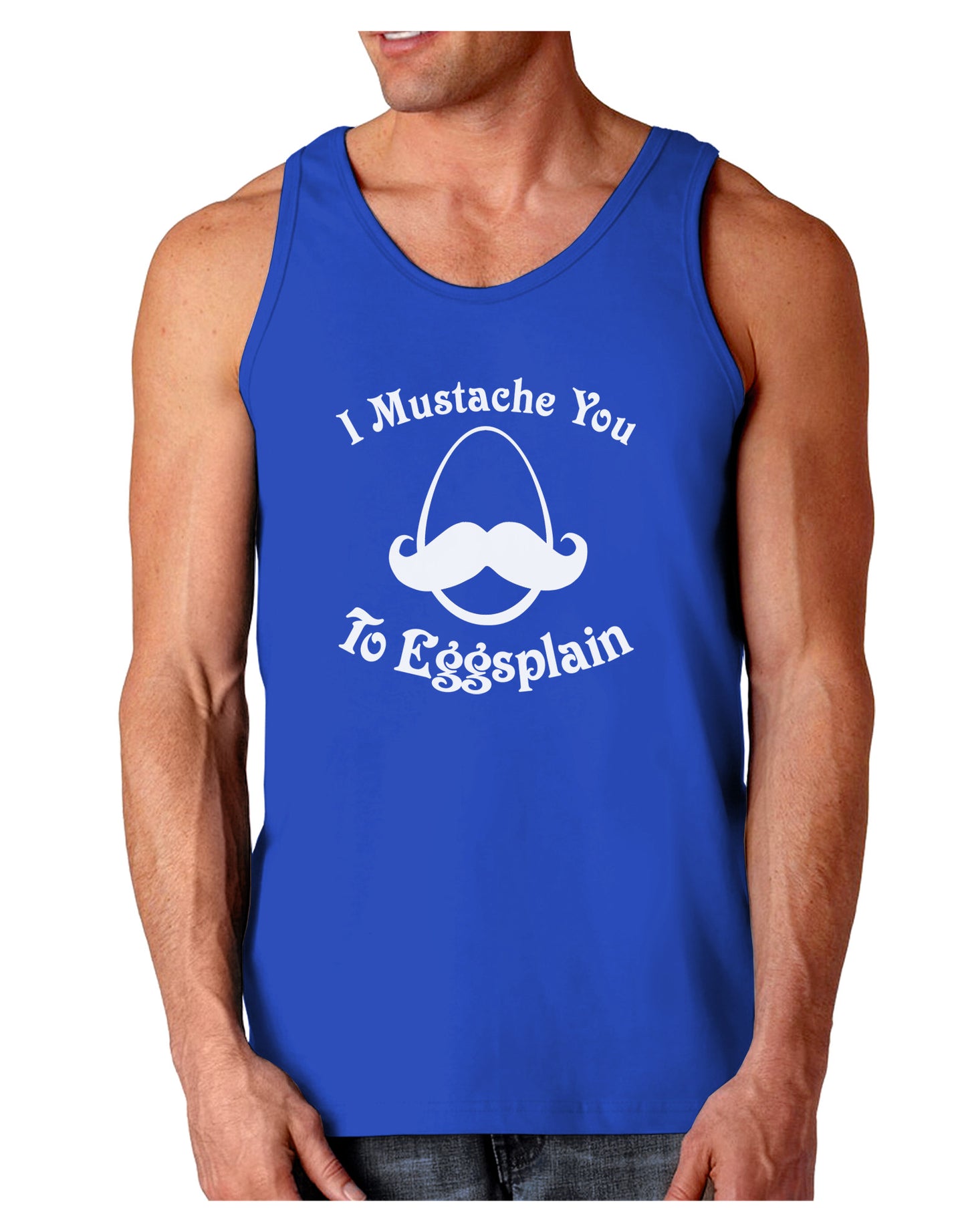 I Mustache You To Eggsplain Dark Loose Tank Top-Mens Loose Tank Top-TooLoud-Royal Blue-Small-Davson Sales