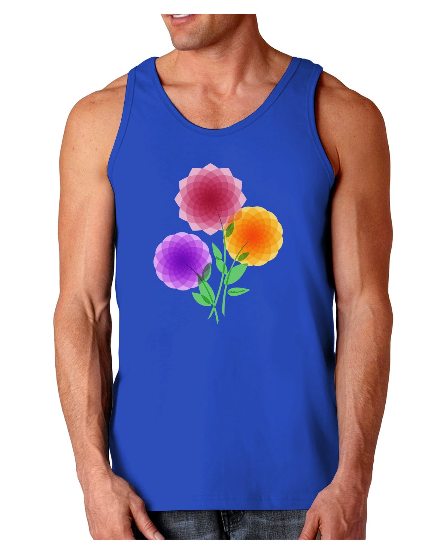 Crystal Dahlias Dark Loose Tank Top-Mens Loose Tank Top-TooLoud-Royal Blue-Small-Davson Sales