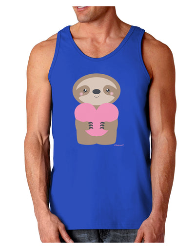 Cute Valentine Sloth Holding Heart Dark Loose Tank Top by TooLoud-Mens Loose Tank Top-TooLoud-Royal Blue-Small-Davson Sales