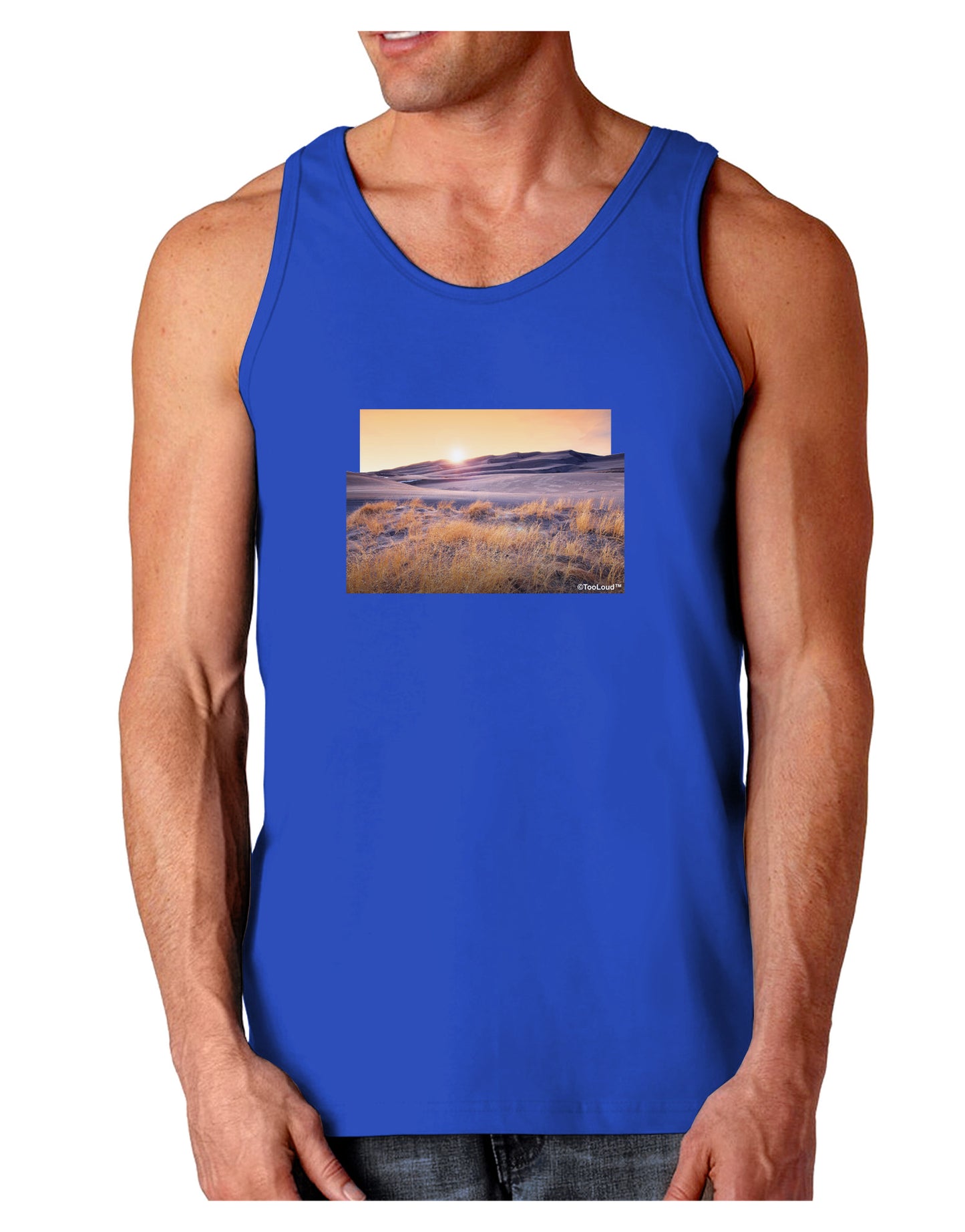 Colorado Sand Dunes Cutout Dark Loose Tank Top-Mens Loose Tank Top-TooLoud-Royal Blue-Small-Davson Sales
