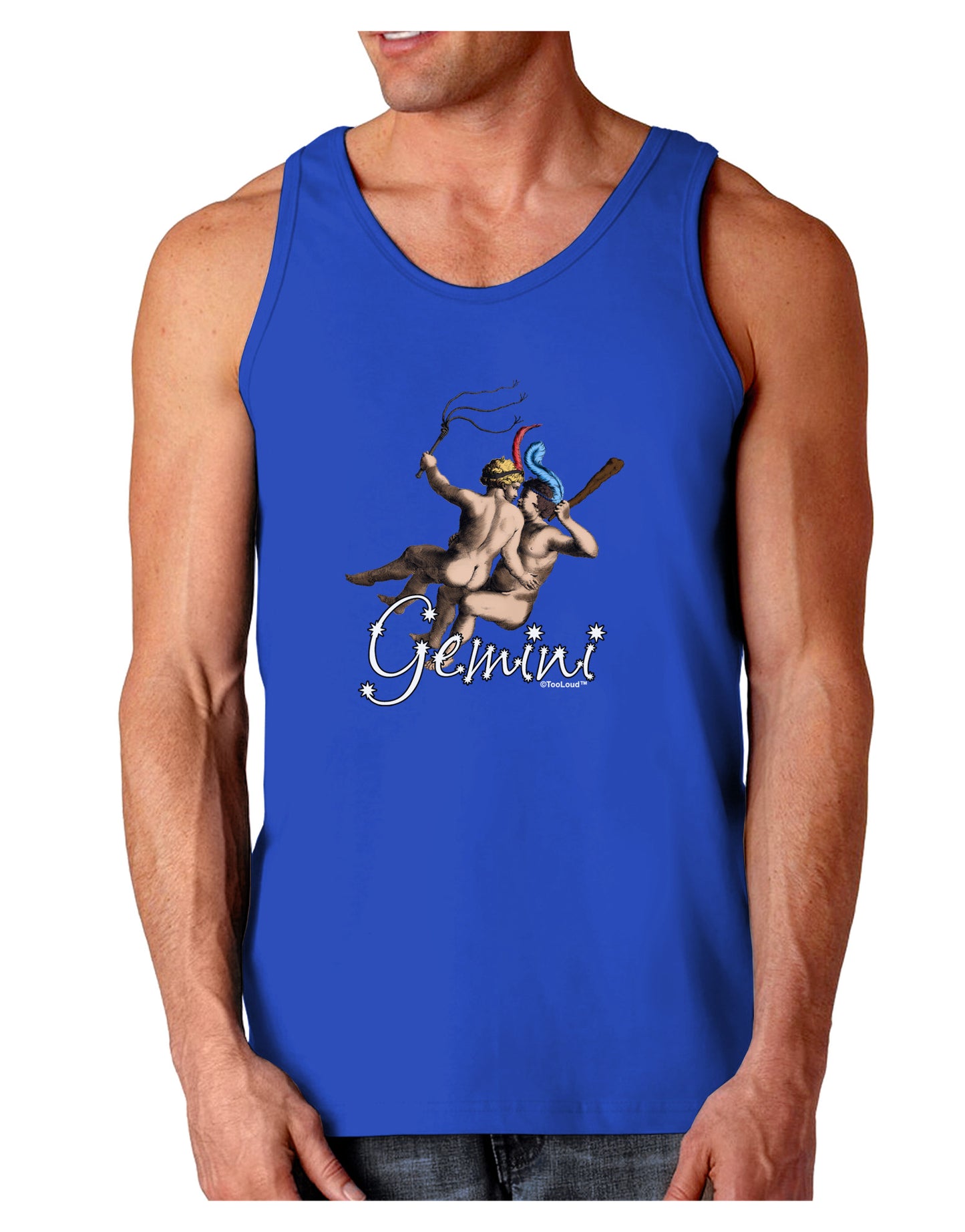 Gemini Illustration Color Dark Loose Tank Top-Mens Loose Tank Top-TooLoud-Royal Blue-Small-Davson Sales