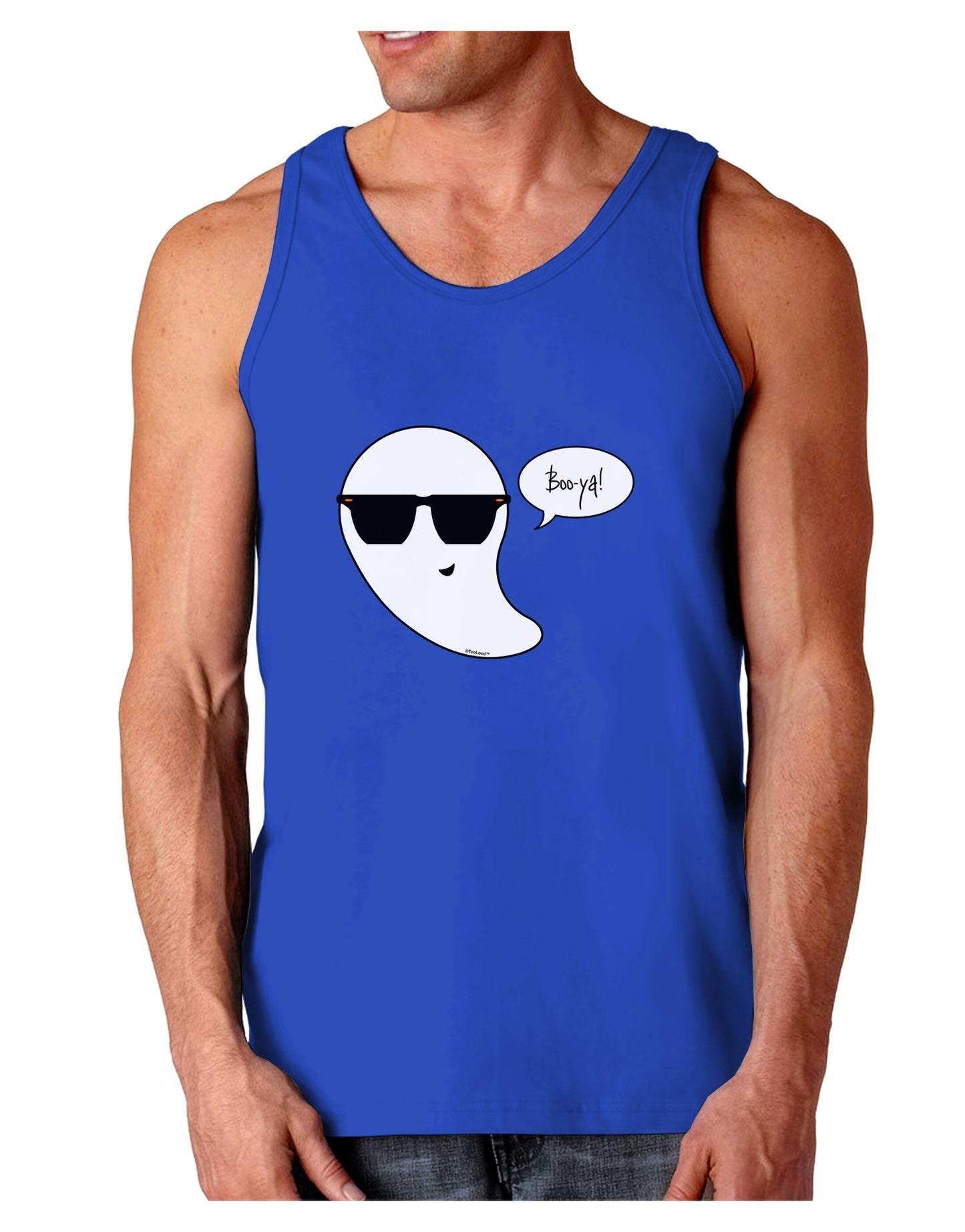 Boo Ya Cool Ghost Halloween Dark Loose Tank Top-Mens Loose Tank Top-TooLoud-Royal Blue-Small-Davson Sales