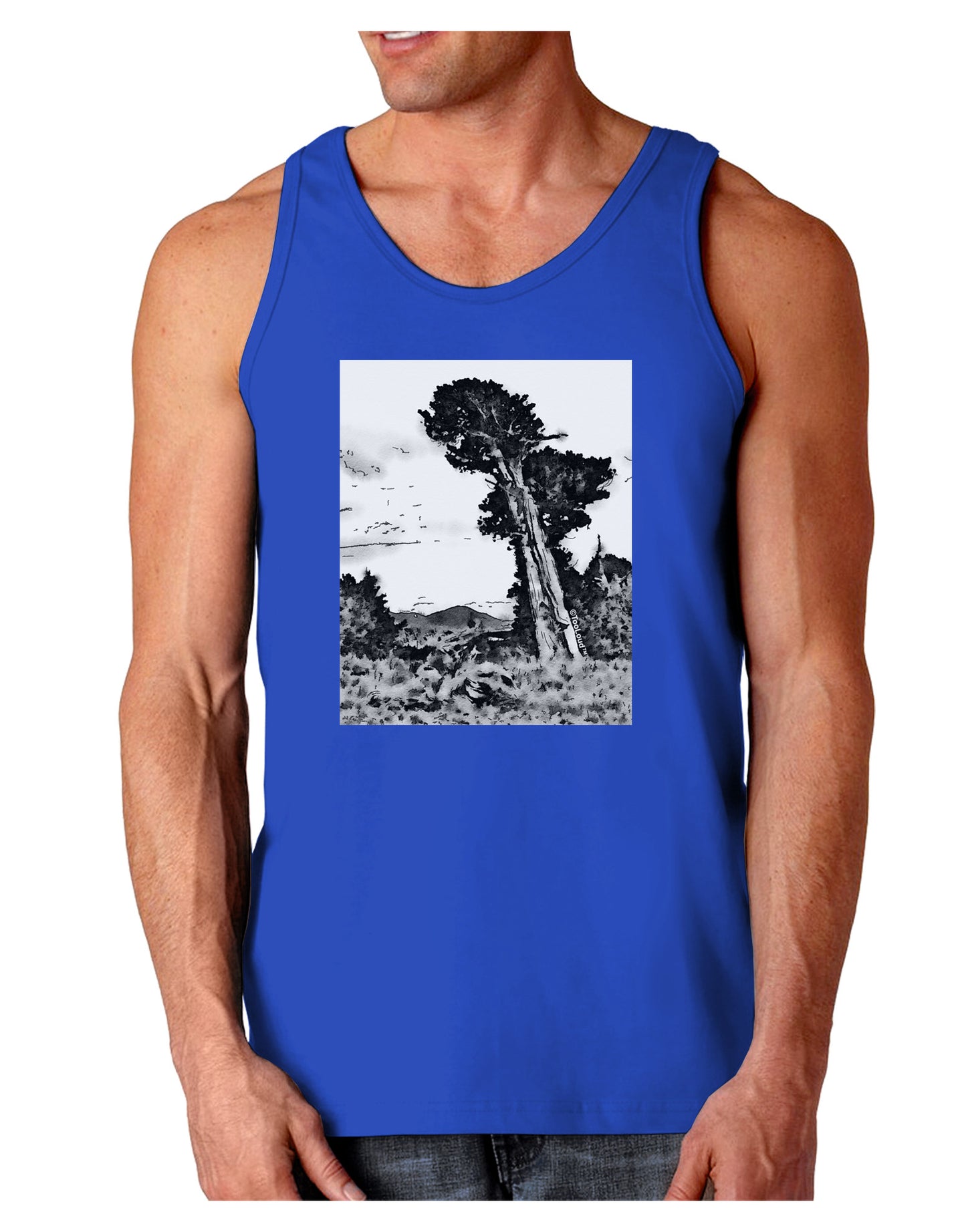 Colorado Landscape Watercolor BW Dark Loose Tank Top-Mens Loose Tank Top-TooLoud-Royal Blue-Small-Davson Sales