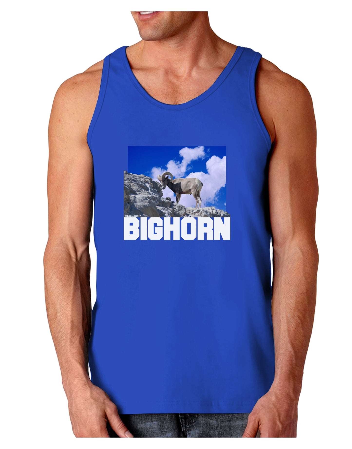 Bighorn Ram Text Dark Loose Tank Top-Mens Loose Tank Top-TooLoud-Royal Blue-Small-Davson Sales