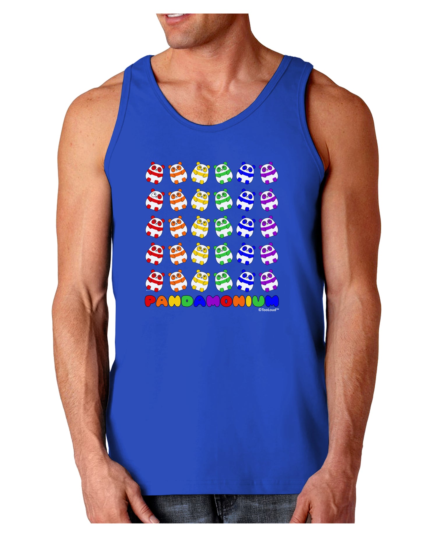 Pandamonium Rainbow Pandas Dark Loose Tank Top by TooLoud-Mens Loose Tank Top-TooLoud-Royal Blue-Small-Davson Sales