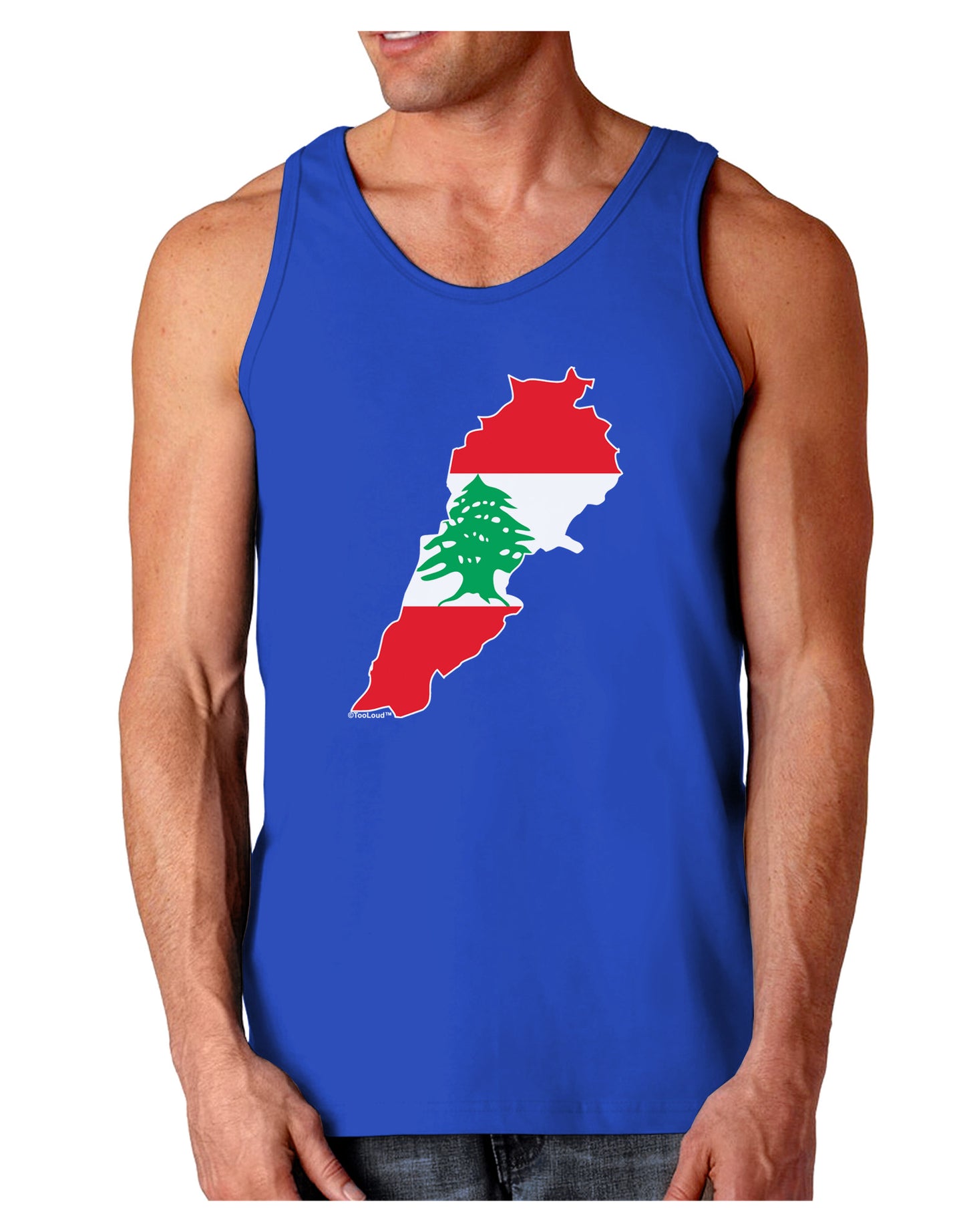Lebanon Flag Silhouette Dark Loose Tank Top-Mens Loose Tank Top-TooLoud-Royal Blue-Small-Davson Sales