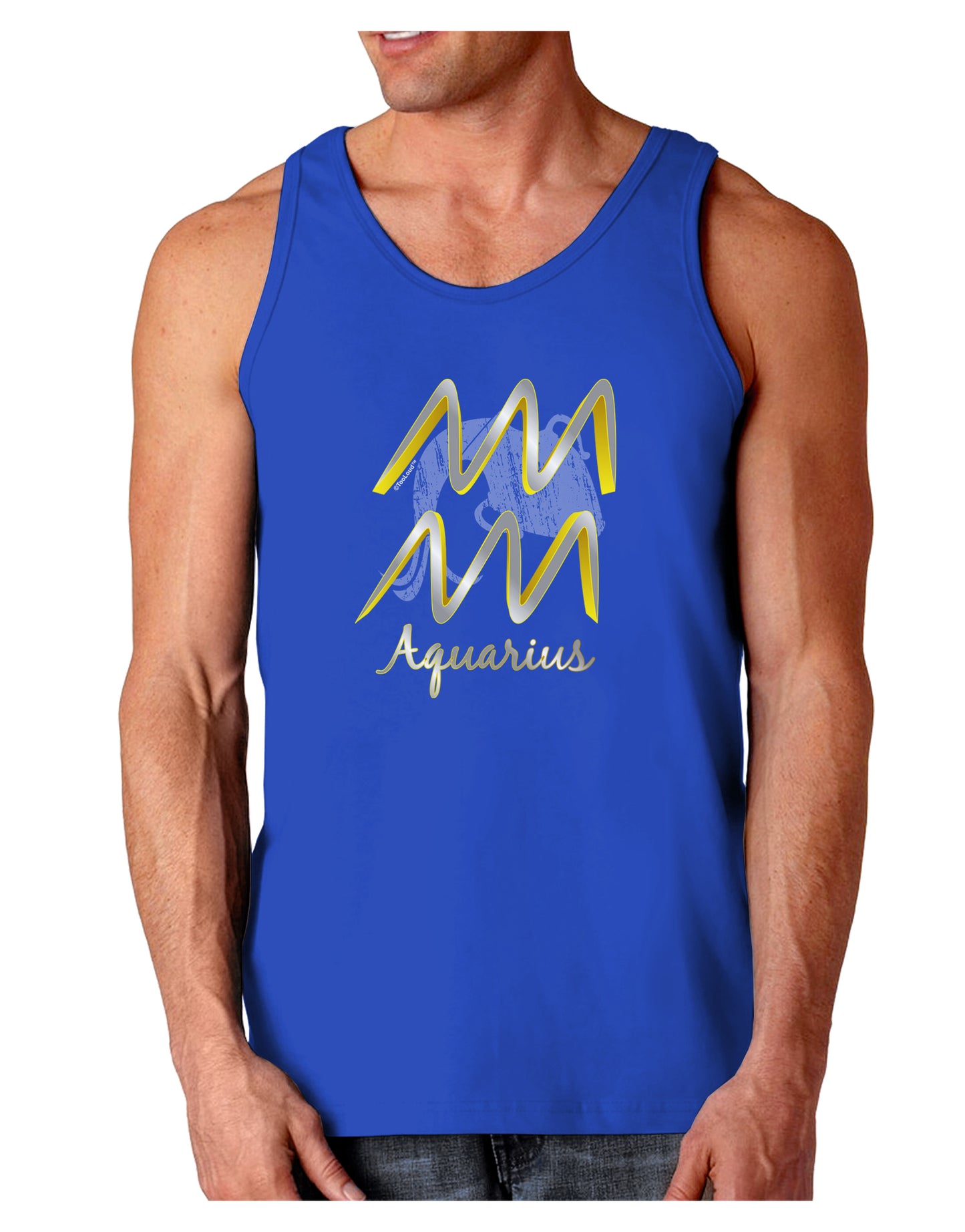 Aquarius Symbol Dark Loose Tank Top-Mens Loose Tank Top-TooLoud-Royal Blue-Small-Davson Sales