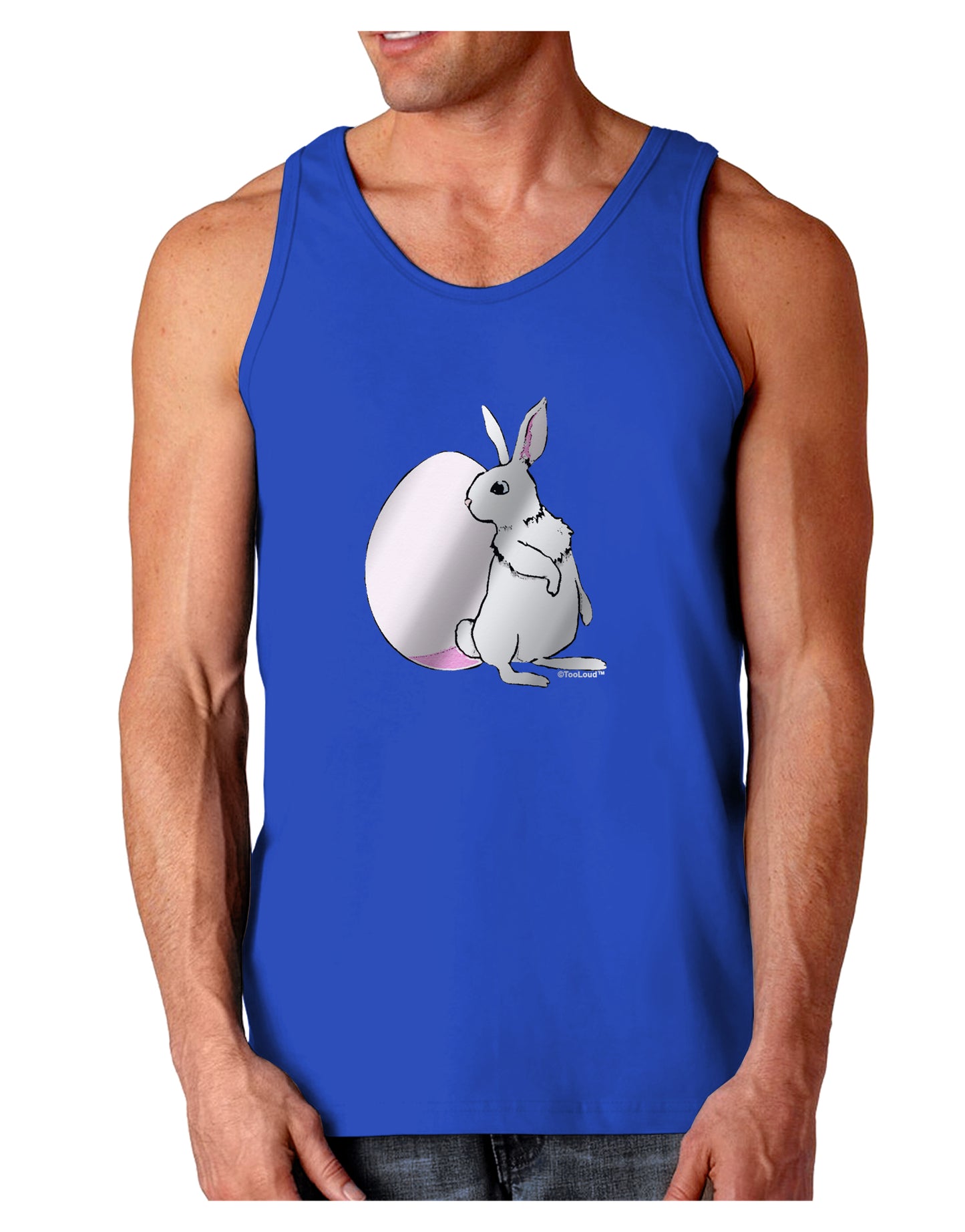 Easter Bunny and Egg Metallic - Silver Dark Loose Tank Top by TooLoud-Mens Loose Tank Top-TooLoud-Royal Blue-Small-Davson Sales