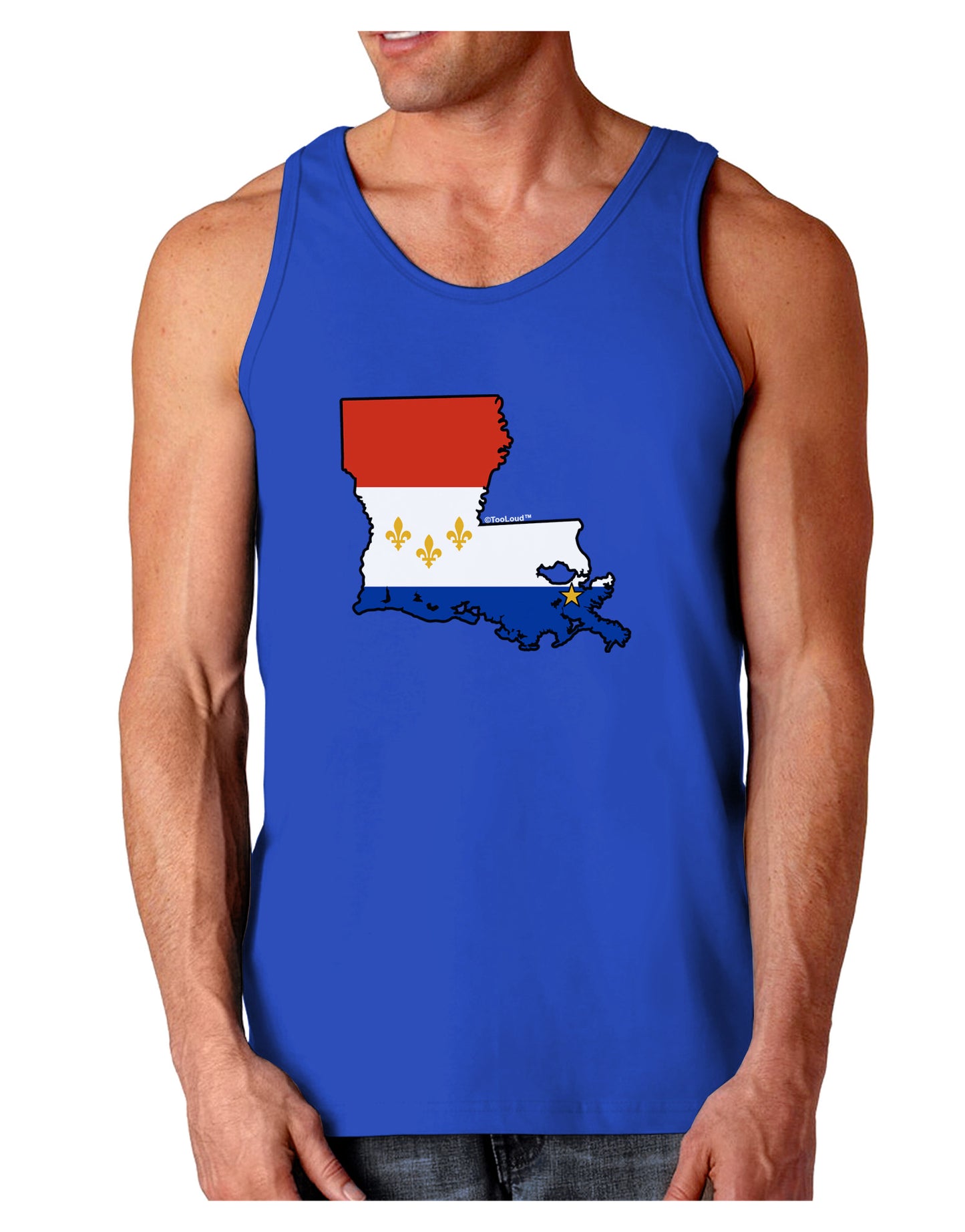 New Orleans Louisiana Flag Dark Loose Tank Top-Mens Loose Tank Top-TooLoud-Royal Blue-Small-Davson Sales