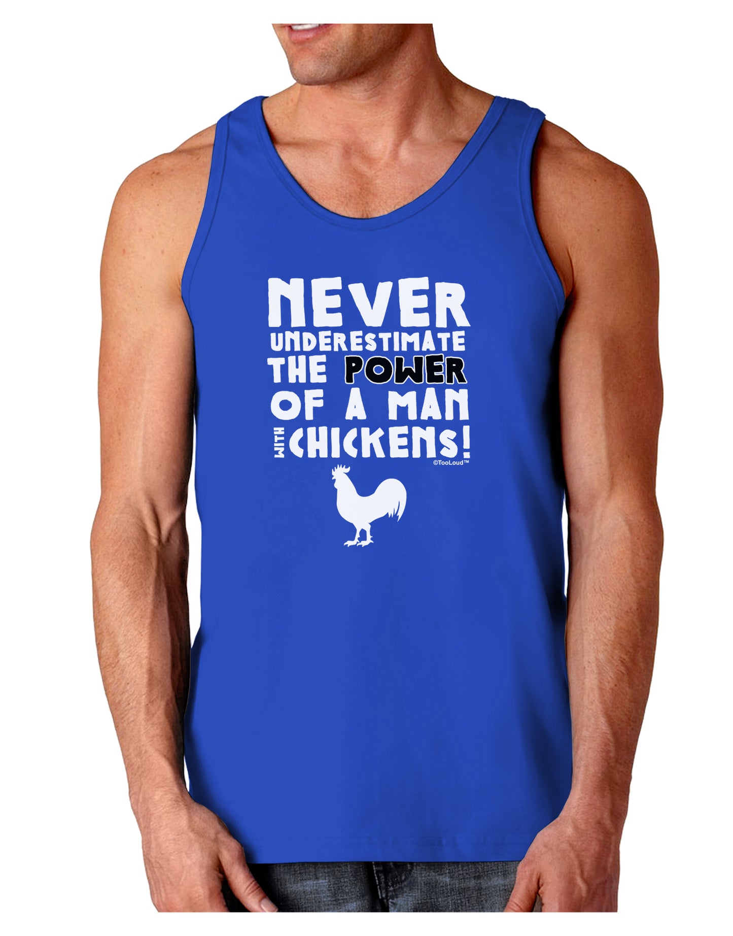 A Man With Chickens Dark Loose Tank Top-Mens Loose Tank Top-TooLoud-Royal Blue-Small-Davson Sales
