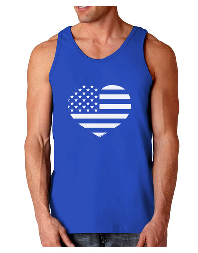 American Flag Heart Design - Stamp Style Dark Loose Tank Top by TooLoud-Mens Loose Tank Top-TooLoud-Royal Blue-Small-Davson Sales