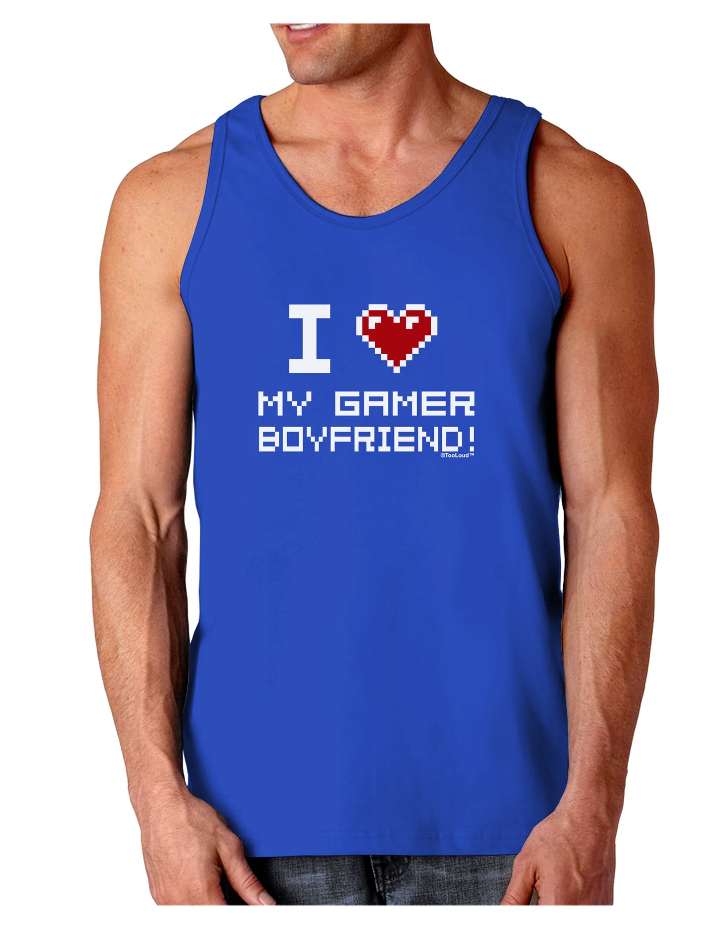 I Heart My Gamer Boyfriend Dark Loose Tank Top-Mens Loose Tank Top-TooLoud-Royal Blue-Small-Davson Sales