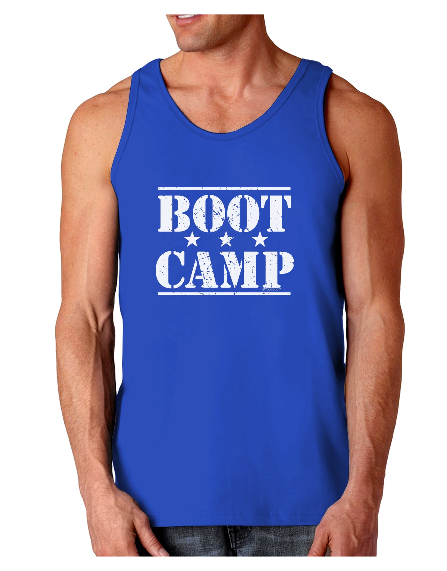 Bootcamp Large distressed Text Dark Loose Tank Top-Mens Loose Tank Top-TooLoud-Royal Blue-Small-Davson Sales