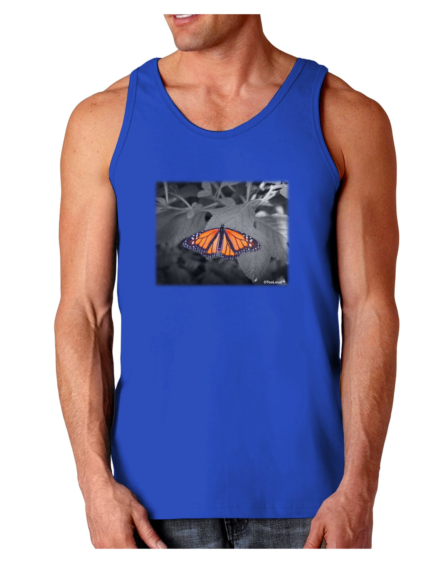Monarch Butterfly Photo Dark Loose Tank Top-Mens Loose Tank Top-TooLoud-Royal Blue-Small-Davson Sales