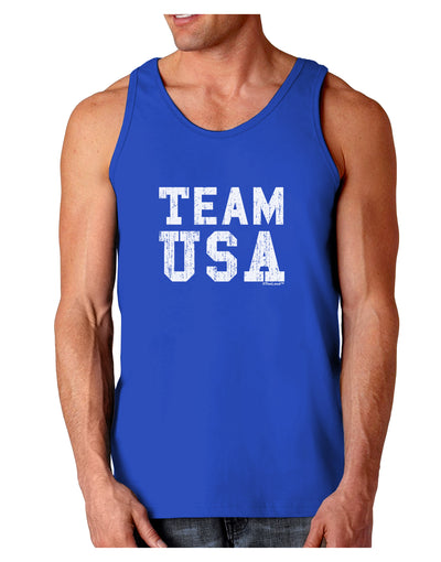 Team USA Distressed Text Dark Loose Tank Top-Mens Loose Tank Top-TooLoud-Royal Blue-Small-Davson Sales